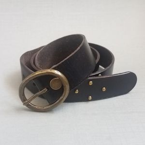 Levi's black leather belt with brass studs